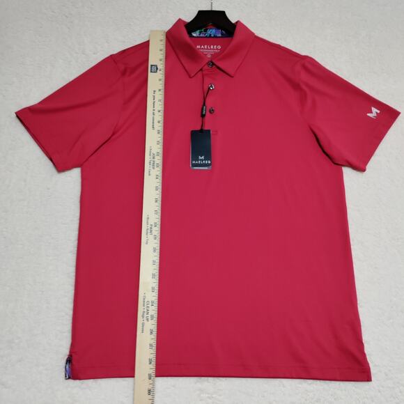 Maelreg Performance Golf Polo Men's MEDIUM Red Wicking UPF30+ Stretch NEW - Picture 9 of 12